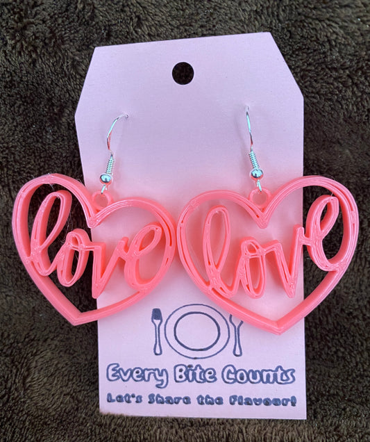 Earrings - LOVE - Pink